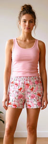 Pink Cat Christmas Boxer Shorts (Unisex)