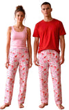 Pink Cat Christmas Pajama Bottoms (Unisex)