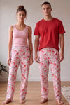 Pink Cat Christmas Pajama Bottoms (Unisex)