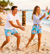 Santa on the Beach Cotton Boxer Shorts (Unisex)