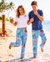 Santa on the Beach Cotton Pajama Bottoms (Unisex)