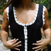 Unusual Babe Undercover Cotton Crinkle Tank Top-Black-2