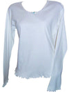 Unusual Babe Undercover long sleeve white cotton sleep tee with scalloped edges