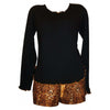 Unusual Babe Undercover black tee and leopard boxer pajama set featuring a stylish long-sleeve top and leopard-print shorts