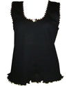 Unusual Babe Undercover luxury cotton tank top for women in black with fluted edges