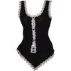 Unusual Babe Undercover Luxury Crinkle Tank Top and Shorts Set in Black with Elegant Lace Trim