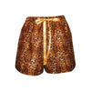 Women leopard print cotton boxer shorts with satin ribbon waistband for comfort