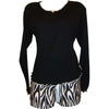Unusual Babe Undercover women zebra pajama set featuring a stylish black top and zebra print shorts